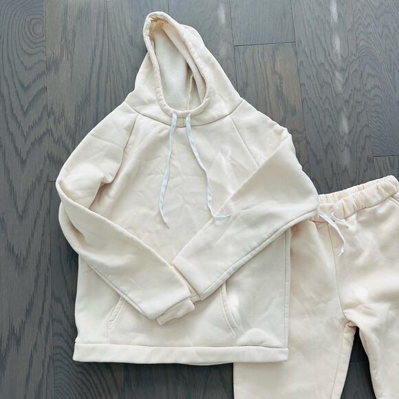 Cream 2-Piece  Sweat Pants Hoodie Set - Picture 4 of 10